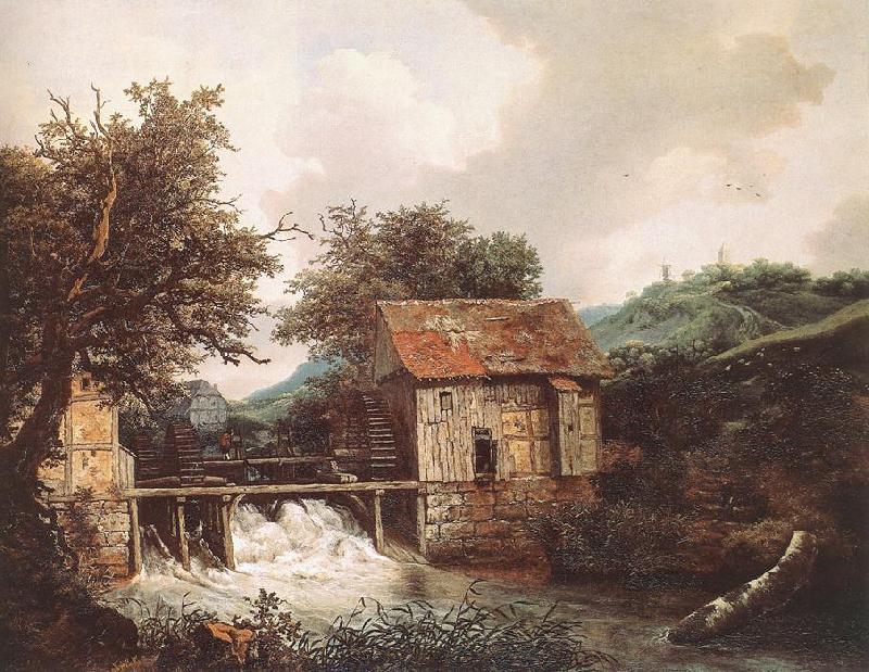 RUISDAEL, Jacob Isaackszon van Two Watermills and an Open Sluice near Singraven